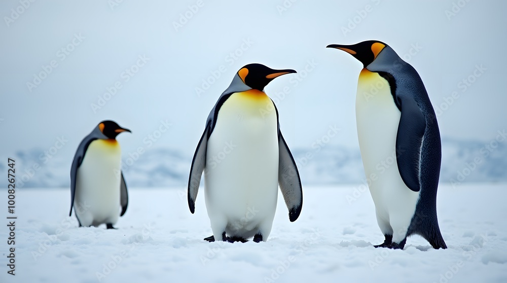 Fototapeta premium penguins on the snow