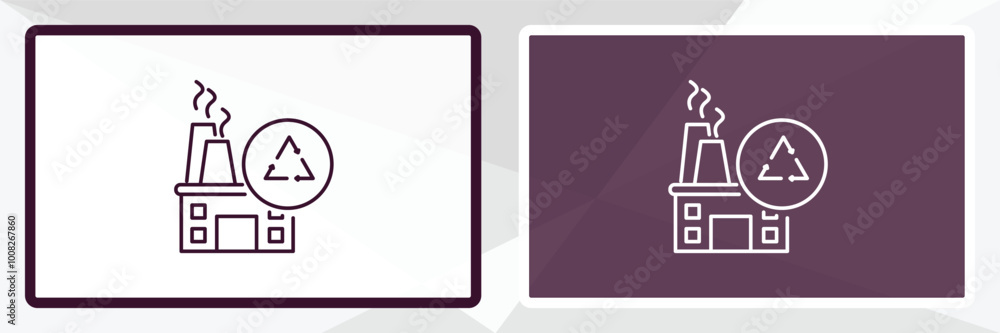 recycling factory outline icon. Linear vector from ecology concept. Thin line white and black recycling factory icon isolated on white and dark background