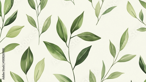 Green plant and leafs pattern. Pencil, hand drawn natural illustration. Simple organic plants design. Botany vintage graphic art. 4k wallpaper, background. Simple, minimal, clean design 