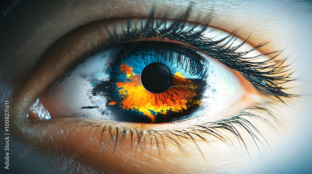 Fototapeta premium Close up Eye with world , world sight banner