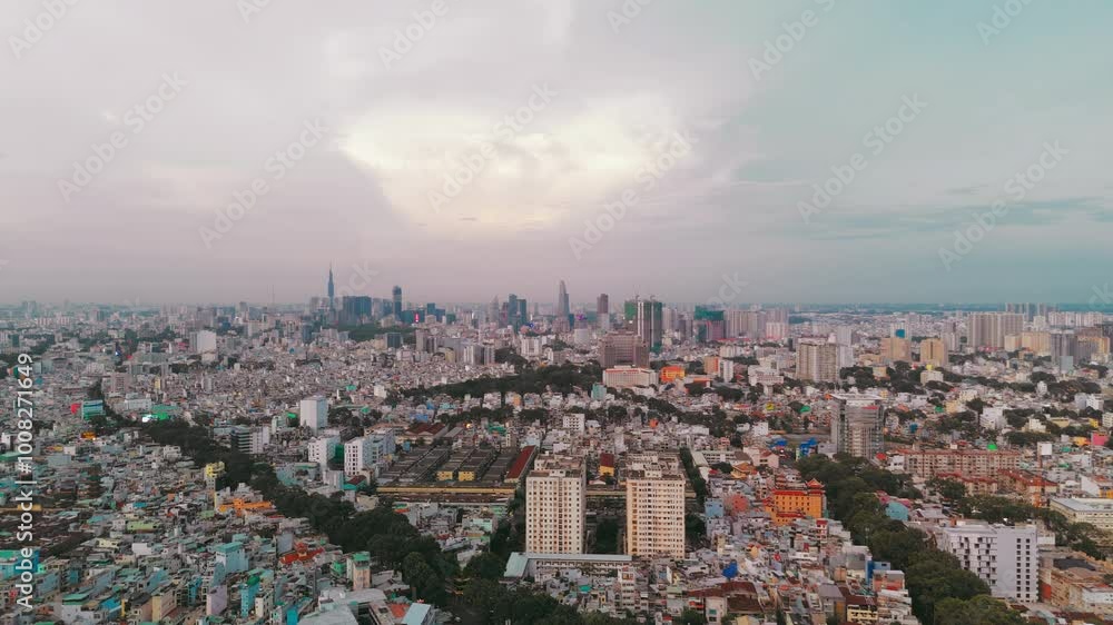 Experience the bustling energy of Ho Chi City's residential neighborhoods from a bird's-eye view Experience the bustling energy of Ho Chi City's residential neighborhoods from a bird's-eye view