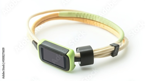 Green and Beige Smartwatch with Black Strap and Display