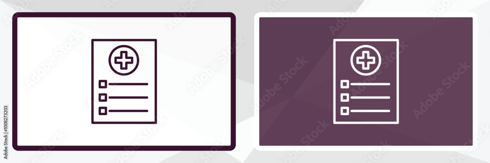 medical list outline icon. Linear vector from dentist concept. Thin line white and black medical list icon isolated on white and dark background medical list outline icon. Linear vector from dentist concept. Thin line white and black medical list icon isolated on white and dark background