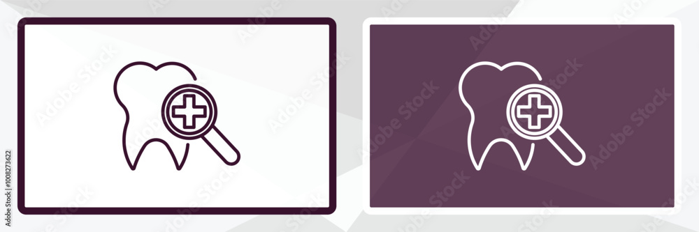 dental checkup outline icon. Linear vector from dentist concept. Thin line white and black dental checkup icon isolated on white and dark background dental checkup outline icon. Linear vector from dentist concept. Thin line white and black dental checkup icon isolated on white and dark background