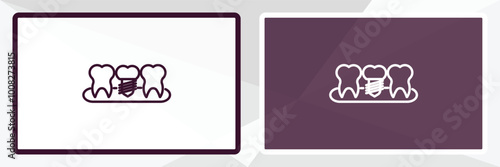 dental prosthesis outline icon. Linear vector from dentist concept. Thin line white and black dental prosthesis icon isolated on white and dark background