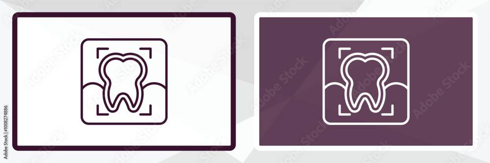 radiograph outline icon. Linear vector from dentist concept. Thin line white and black radiograph icon isolated on white and dark background radiograph outline icon. Linear vector from dentist concept. Thin line white and black radiograph icon isolated on white and dark background