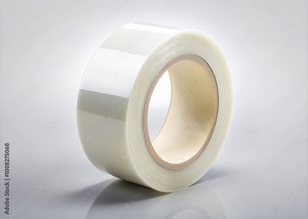 White Adhesive Plastic Tape Isolated on a Clean White Background for Various Crafting and Repair Needs White Adhesive Plastic Tape Isolated on a Clean White Background for Various Crafting and Repair Needs