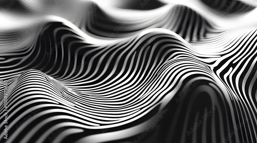Abstract black and white wave patterns creating a dynamic visual effect. Abstract black and white wave patterns creating a dynamic visual effect.