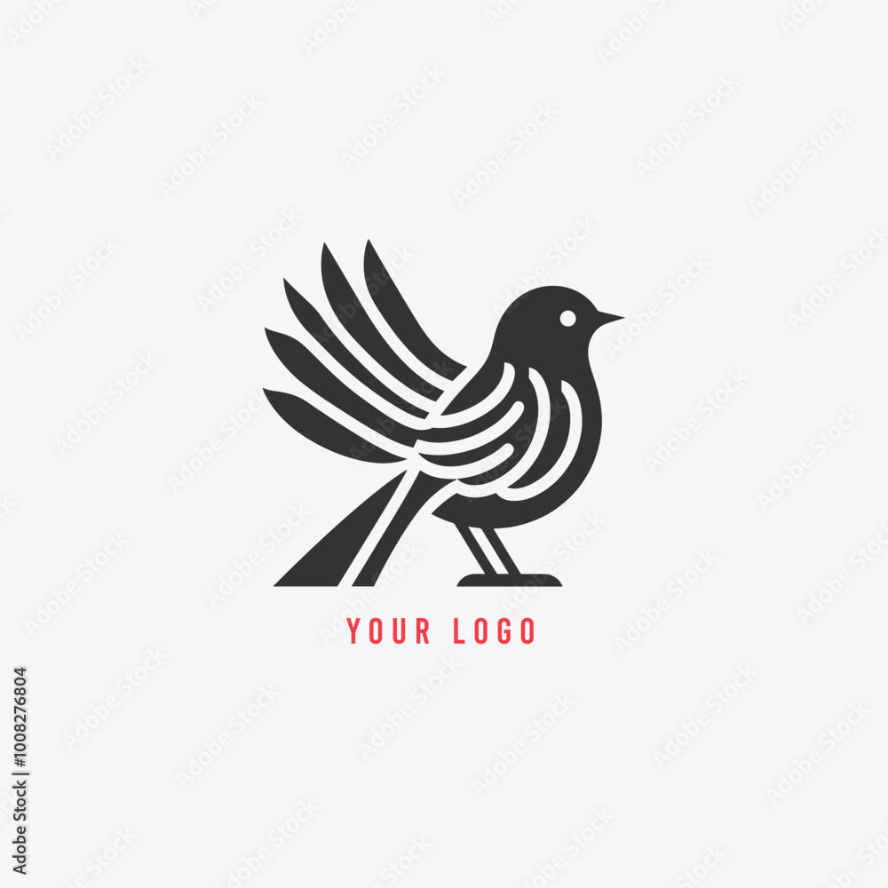 Fototapeta premium Modern Black and White Bird Logo Design, Ideal for Sleek and Contemporary Branding