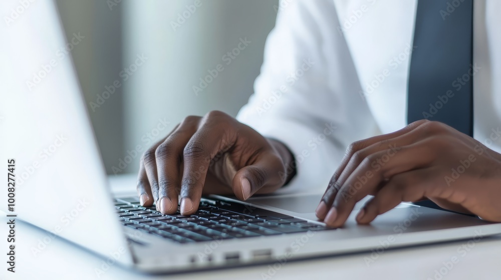 Person working on laptop, white isolate background Person working on laptop, white isolate background