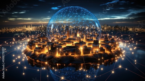 Futuristic City Under a Protective Dome