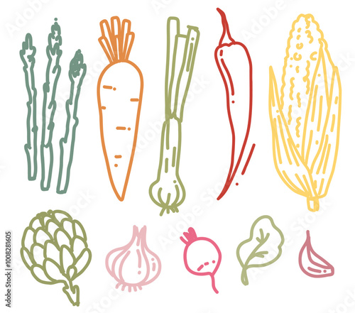 cute vector set of colorful vegetable