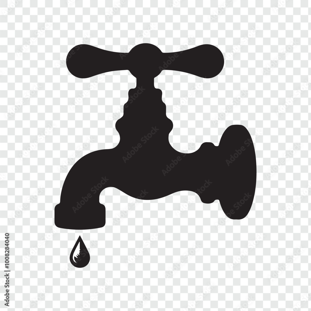 faucet with drop of water silhouette on transaparent background faucet with drop of water silhouette on transaparent background
