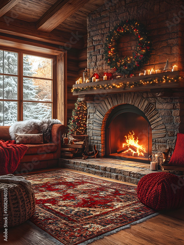 Christmas Eve Cocoon: A Festive Living Room Embraced by Warmth and Joy photo