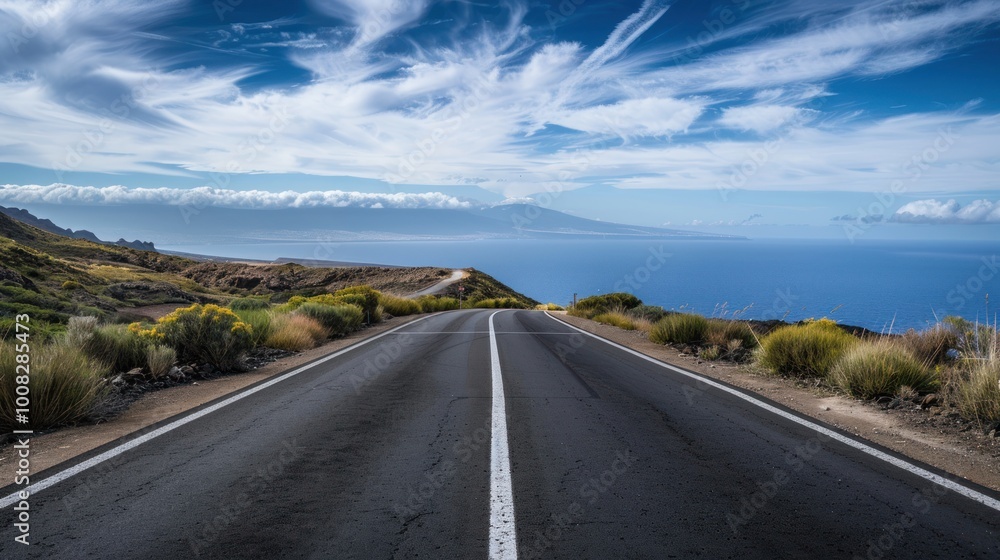 Fototapeta premium Asphalt Road Leading to the Ocean