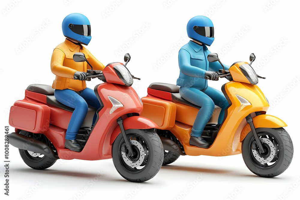 3D Delivery Drivers on Scooters 3D Delivery Drivers on Scooters