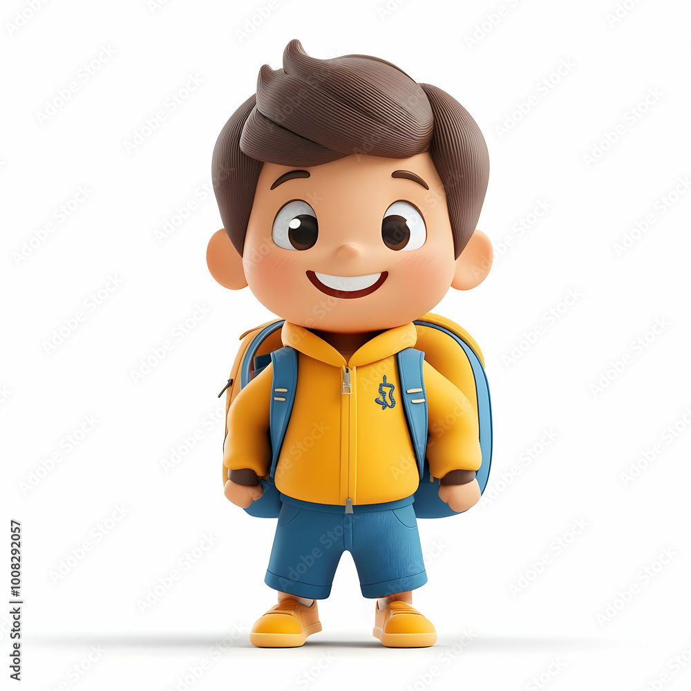 3D Happy Student Boy with Backpack Illustration 3D Happy Student Boy with Backpack Illustration