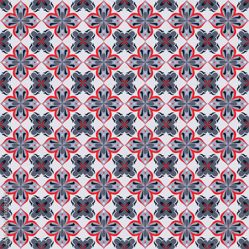 Floor Tiles Azulejo Design. Talavera Seamless Pattern Vector