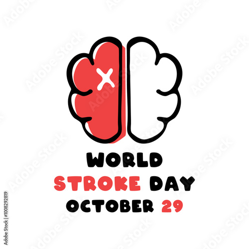World Stroke Day. October 29. Hand drawn brain icon.