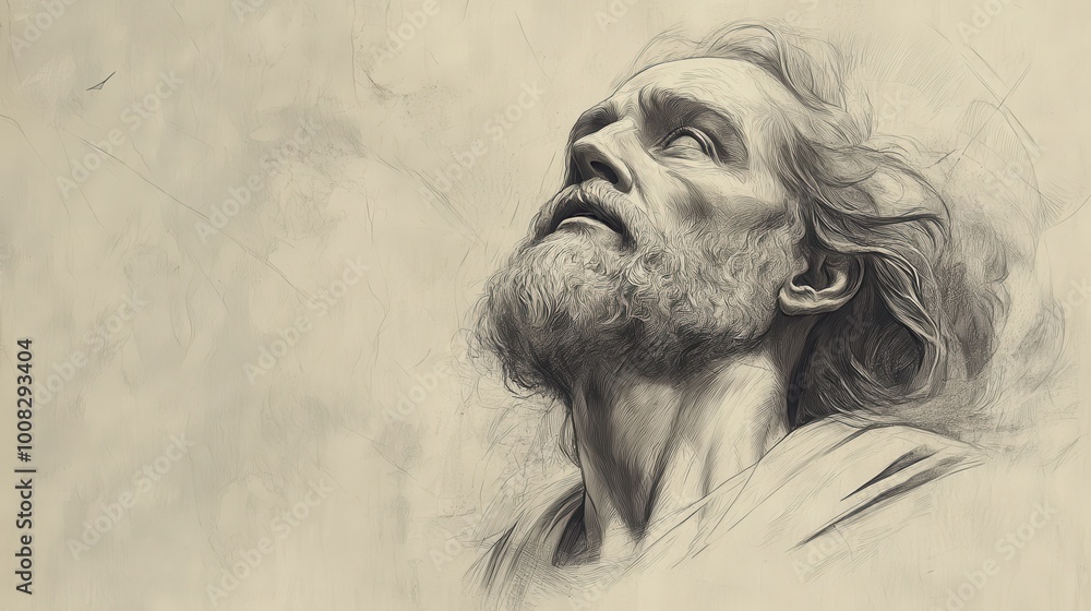 Fototapeta premium Heaven’s Gaze: The Lord’s Wrath and Longing Amidst the Call for Justice