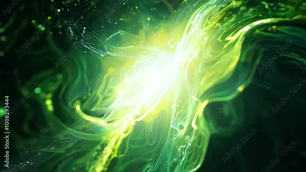 Neon Green and Yellow Cosmic Light Burst in Space with Energy Flow in 4K Neon Green and Yellow Cosmic Light Burst in Space with Energy Flow in 4K