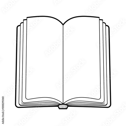 An open book lies on a white background. Vector illustration icon logo template