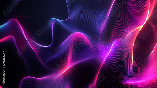 Neon futuristic flashes on black background. Motion light lines backdrop. For banner, postcard, illustration. Created with generative AI tools 