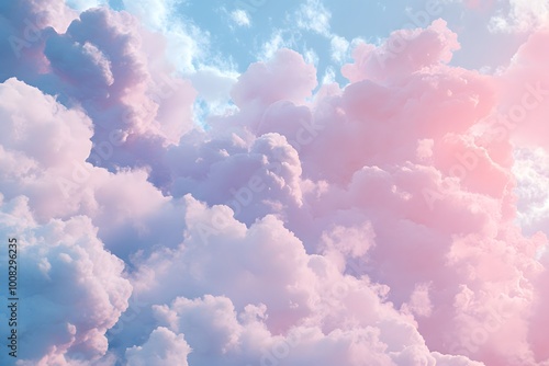 Soft, pastel-colored clouds against a blue sky.