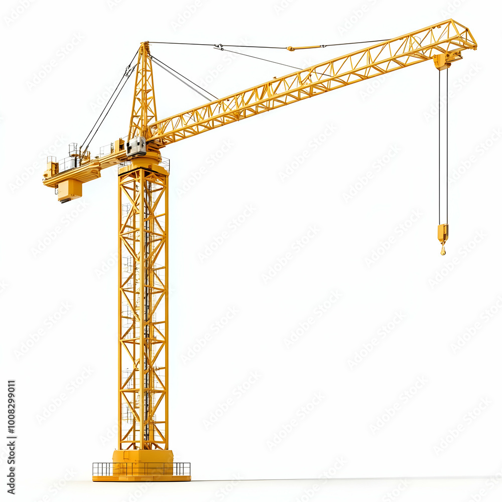 3D Construction Crane Illustration on White Background 3D Construction Crane Illustration on White Background