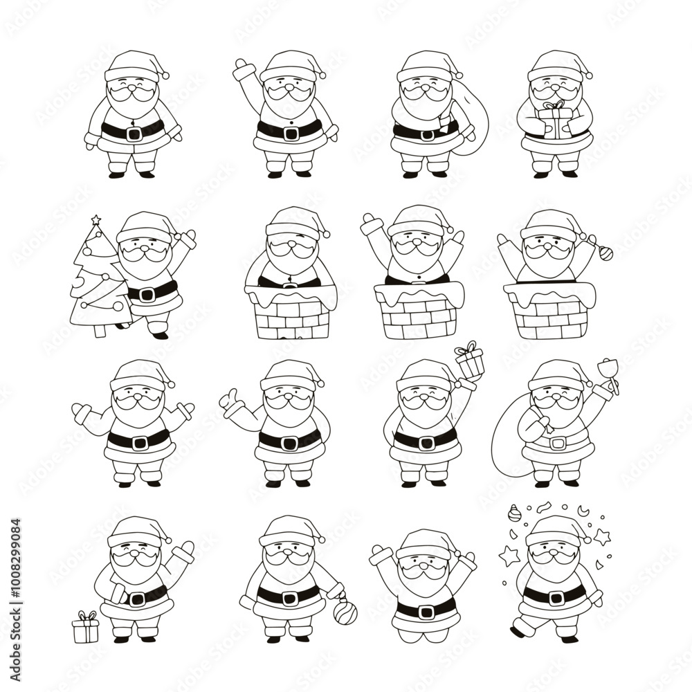 set of popular santa claus on christmas day, element stock design. set of popular santa claus on christmas day, element stock design.