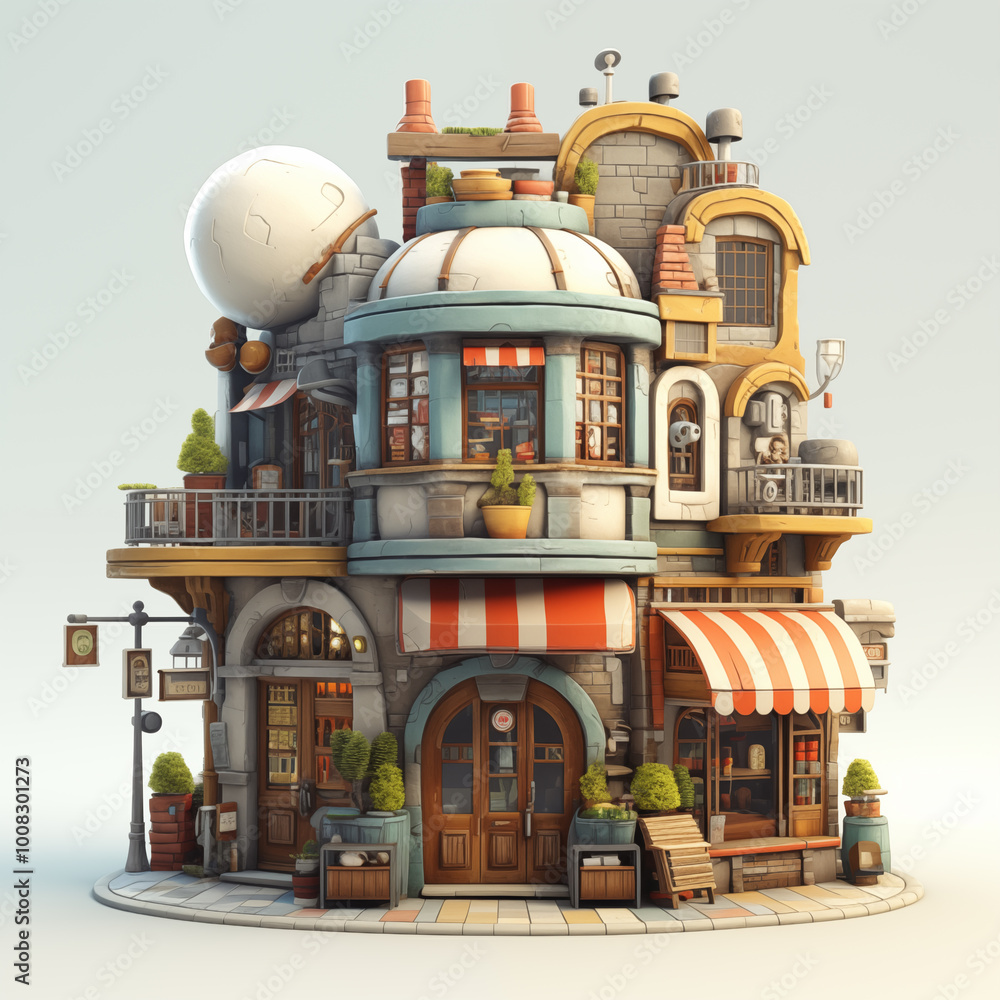 Fototapeta premium 3D Shop builder on white background