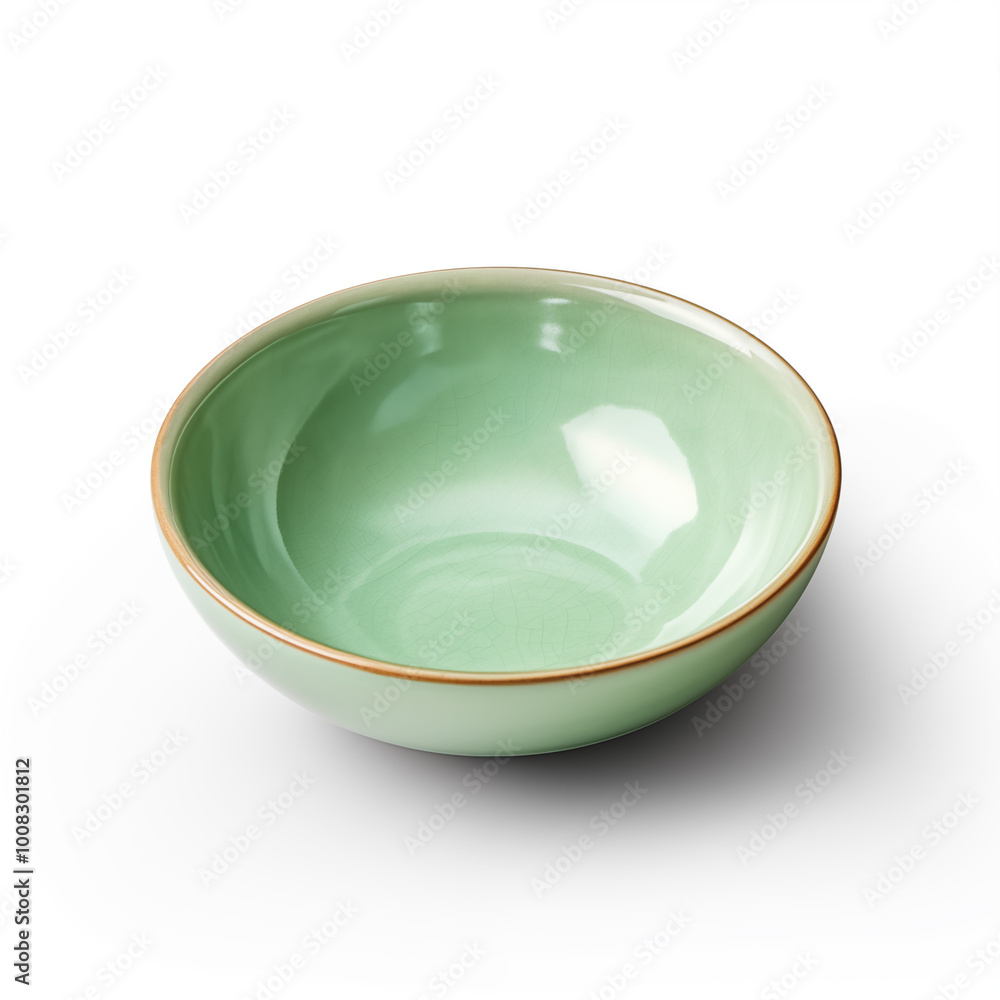 Empty green ceramic bowl isolated on white background. Empty green ceramic bowl isolated on white background.