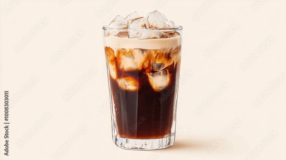 Iced Coffee Drink with Cream and Ice Cubes Iced Coffee Drink with Cream and Ice Cubes