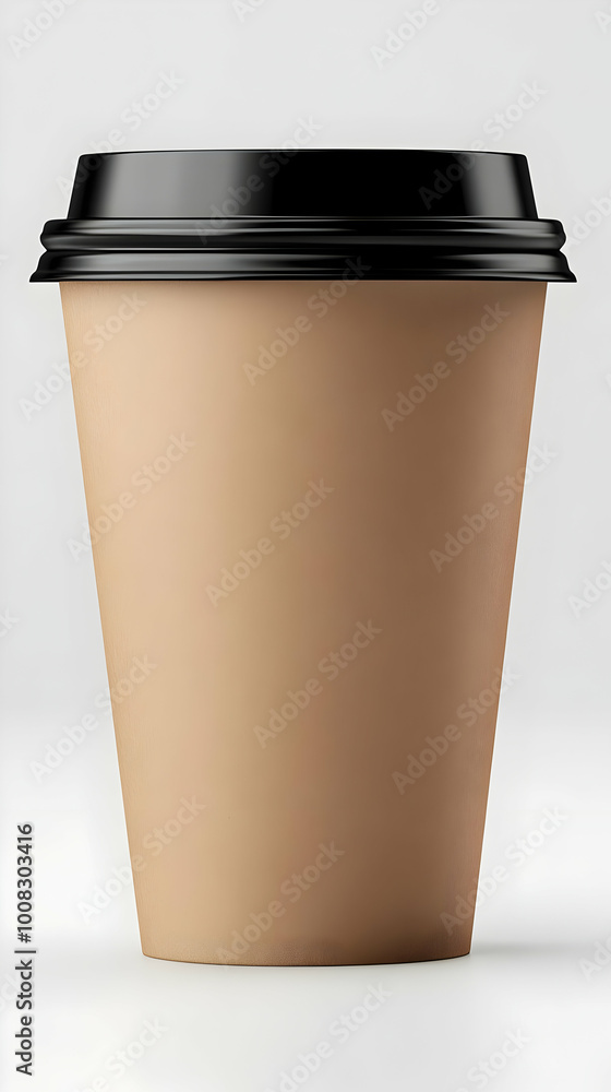 Realistic 3D Brown Coffee Cup on White Background Realistic 3D Brown Coffee Cup on White Background