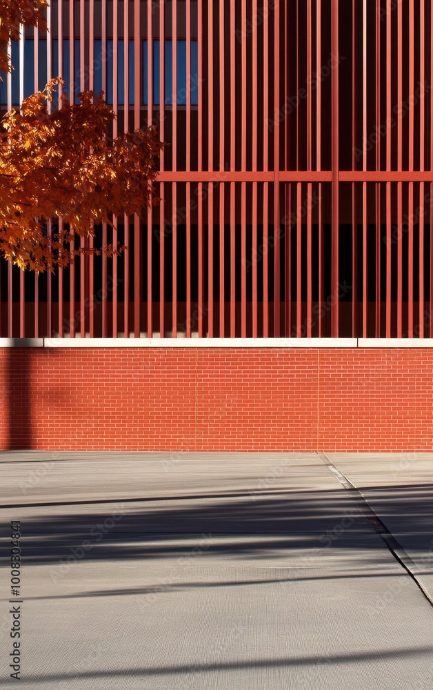 Obraz premium Red brick wall background flat design, front view, industrial design theme, 3D render, Complementary color scheme
