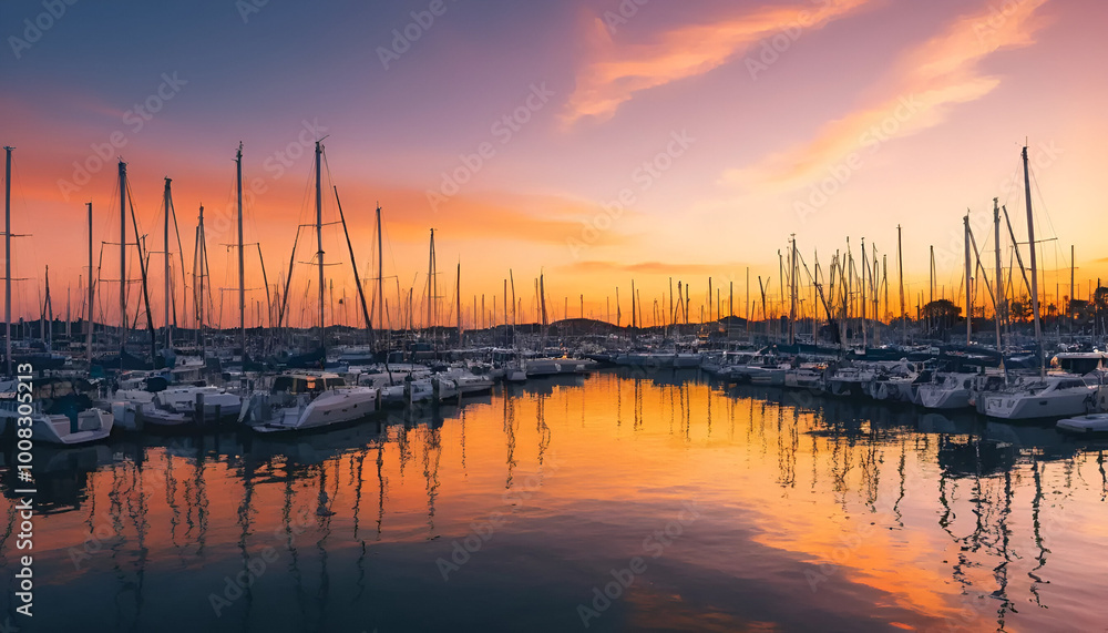 Sunset harbor view background Sunset harbor view background