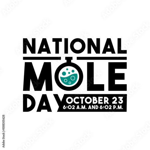National Mole Day text design on white background. October 23. Flat design vector.