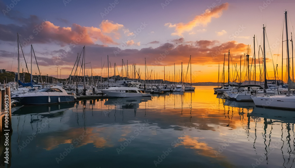 Sunset harbor view of in the evening background Sunset harbor view of in the evening background