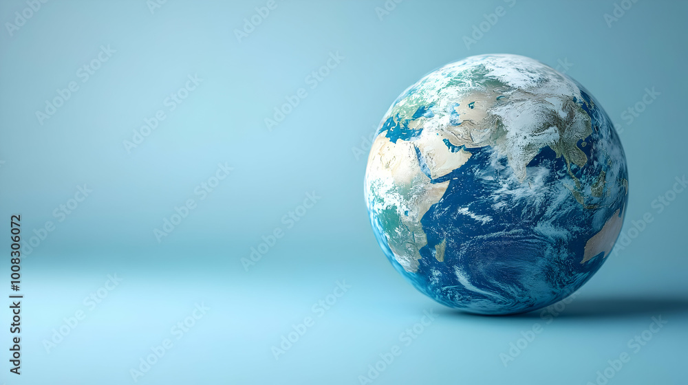 3D Earth Illustration: Blue Planet on a Blue Background 3D Earth Illustration: Blue Planet on a Blue Background