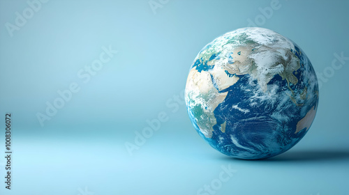 3D Earth Illustration: Blue Planet on a Blue Background