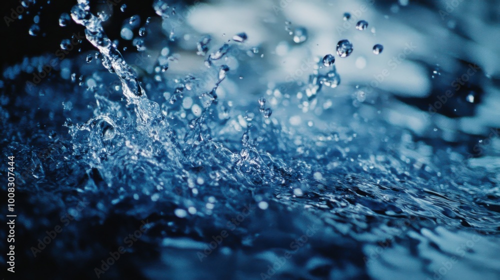 A close-up of fresh water drops colliding in mid-air A close-up of fresh water drops colliding in mid-air