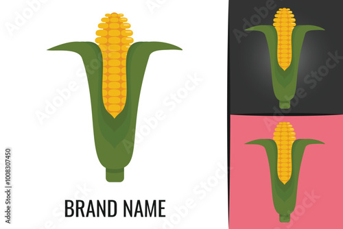 Grain Corn Logo. Vegetable Corn cob logotype vegan