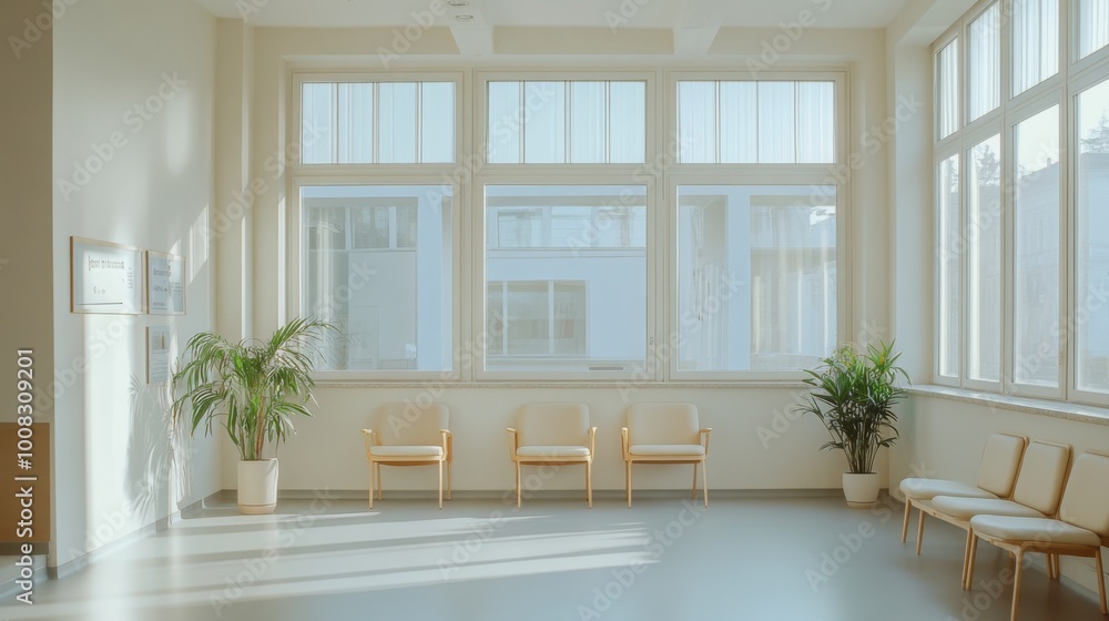 Fototapeta premium Stylish and modern waiting area with comfortable chairs