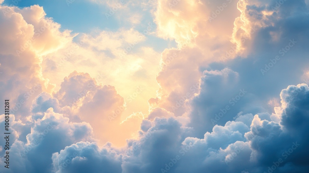 Beautiful white clouds in the blue sky with the sun shining through. Beautiful white clouds in the blue sky with the sun shining through.