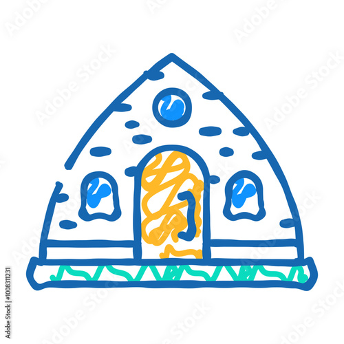 glamping tent camp doodle icon sketch vector. glamping tent camp sign. isolated symbol illustration