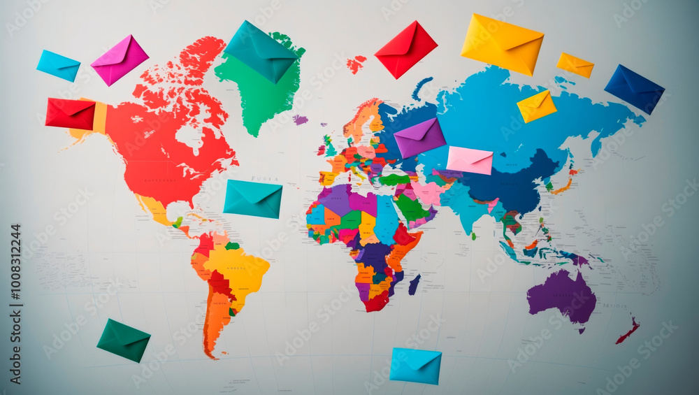 Obraz premium Global Communication Through Mail on World Post Day