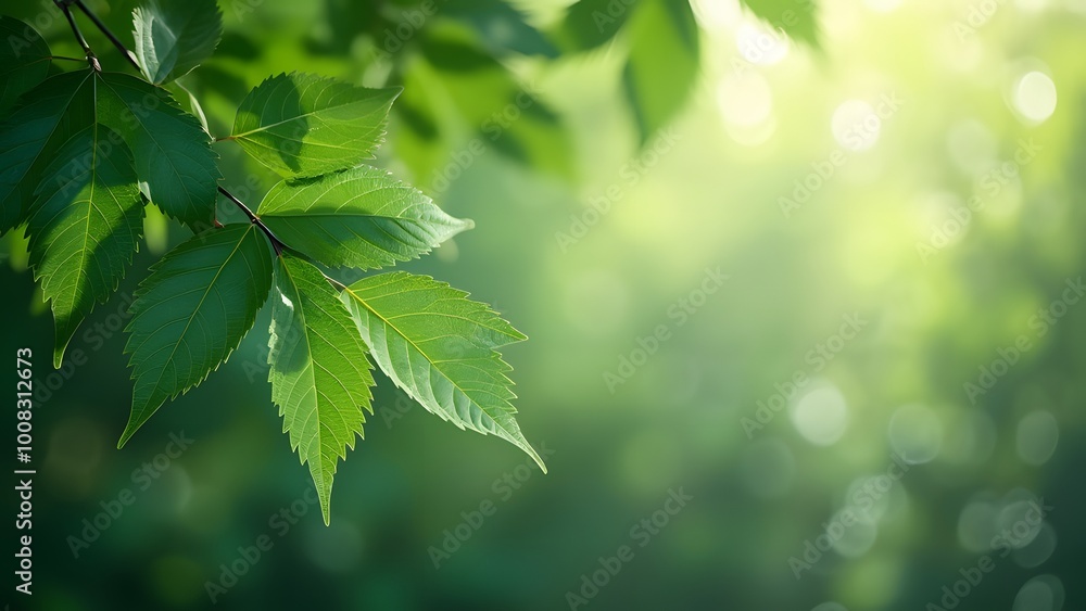Fresh green leaves background with bokeh effect. Vector illustration Generated by AI Fresh green leaves background with bokeh effect. Vector illustration Generated by AI