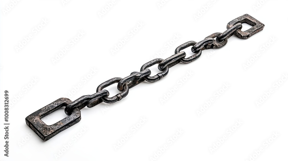 A Close-Up of a Black Metal Chain on a White Background A Close-Up of a Black Metal Chain on a White Background