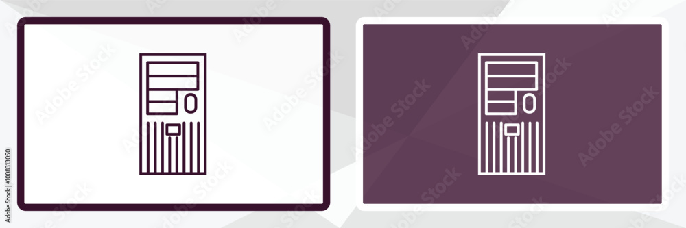 pc tower outline icon. Linear vector from computer concept. Thin line white and black pc tower icon isolated on white and dark background pc tower outline icon. Linear vector from computer concept. Thin line white and black pc tower icon isolated on white and dark background