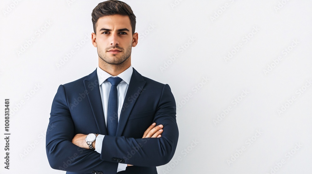 Confident businessman posing against wall Confident businessman posing against wall